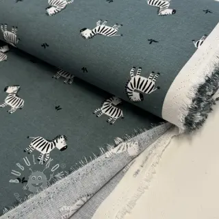 Bavlnená látka FLANNEL Zebras green