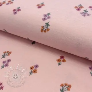 Bavlnená látka FLANNEL Flowers light pink