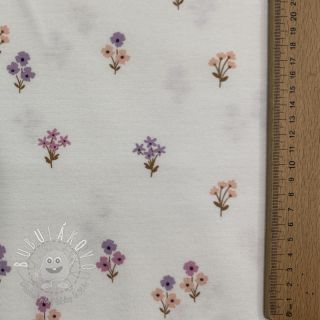 Bavlnená látka FLANNEL Flowers white