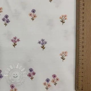 Bavlnená látka FLANNEL Flowers white