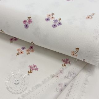 Bavlnená látka FLANNEL Flowers white