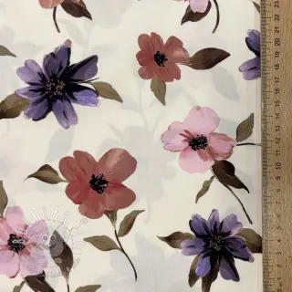 Bavlnená látka VISCOSE Flowers offwhite digital print