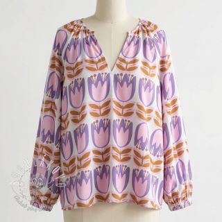 Viskóza ECOVERO Flowers Celia white