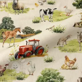 Dekoračná látka Cosy Farm Animals digital print