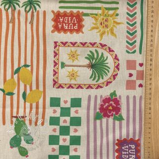 Dekoračná látka Linenlook Pura Vida Patch digital print