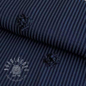 Viskóza YARN DYED Stripes and flowers navy