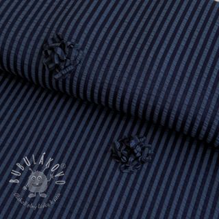 Viskóza YARN DYED Stripes and flowers navy