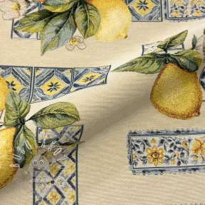 Dekoračná látka GOBELIN premium Citrus Lemon Azulejos