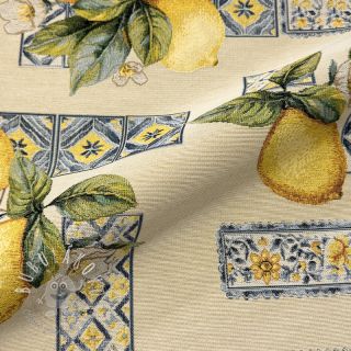 Dekoračná látka GOBELIN premium Citrus Lemon Azulejos