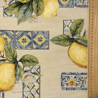 Dekoračná látka GOBELIN premium Citrus Lemon Azulejos