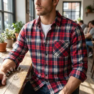 Scottish Check YARN DYED BRUSHED Atlas red