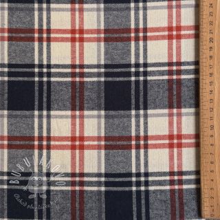 Bavlnená látka YARN DYED BRUSHED Check Mia navy