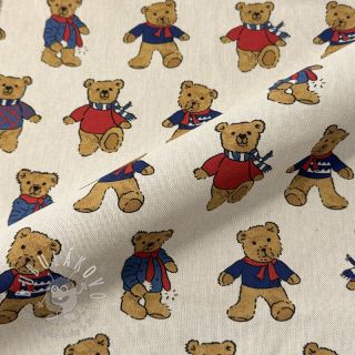 Dekoračná látka Linenlook Teddy Bear Cosy digital print