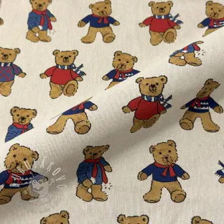 Dekoračná látka Linenlook Teddy Bear Cosy digital print
