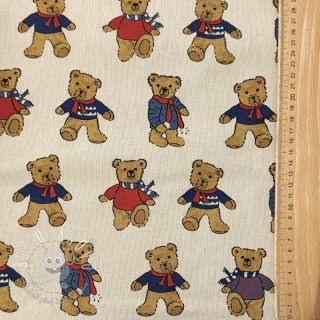 Dekoračná látka Linenlook Teddy Bear Cosy digital print