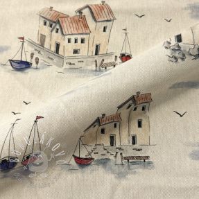 Dekoračná látka Linenlook Seaside House View digital print