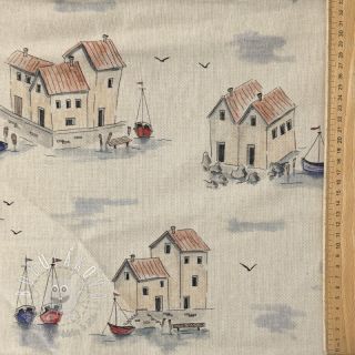 Dekoračná látka Linenlook Seaside House View digital print