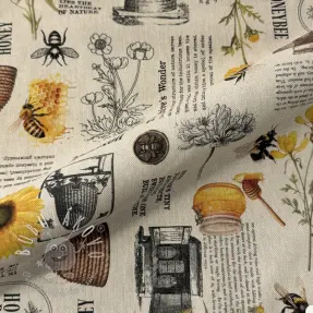 Dekoračná látka Linenlook Bee Honey Recipe digital print