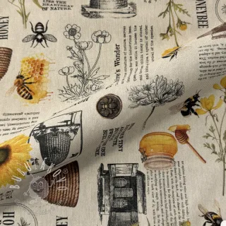 Dekoračná látka Linenlook Bee Honey Recipe digital print