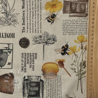 Dekoračná látka Linenlook Bee Honey Recipe digital print