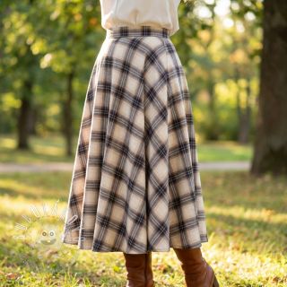 Bavlnená látka YARN DYED BRUSHED Check Tim beige