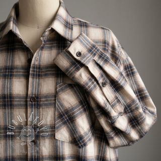 Bavlnená látka YARN DYED BRUSHED Check Tim beige