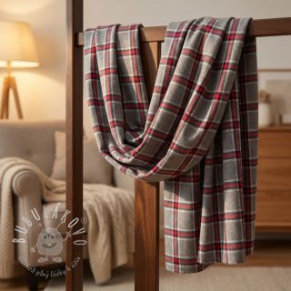 Bavlnená látka YARN DYED BRUSHED Check Dara grey