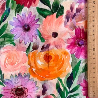 Viskóza RADIANCE Flowers Lirie digital print