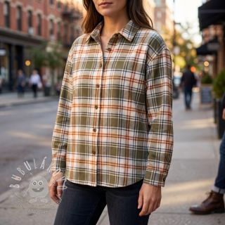 Bavlnená látka YARN DYED BRUSHED Check Mia olive