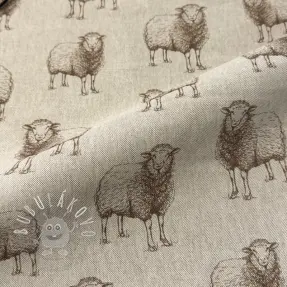 Dekoračná látka Linenlook Pen Drawing Sheep digital print