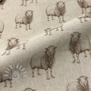 Dekoračná látka Linenlook Pen Drawing Sheep digital print