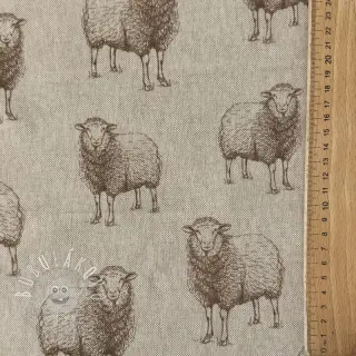 Dekoračná látka Linenlook Pen Drawing Sheep digital print