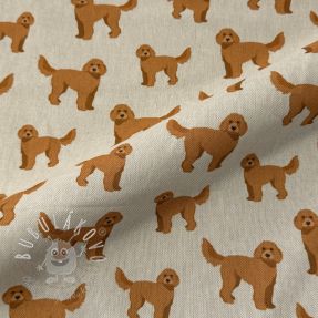 Dekoračná látka Linenlook Labradoodle Dog Love digital print