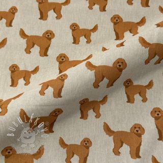 Dekoračná látka Linenlook Labradoodle Dog Love digital print