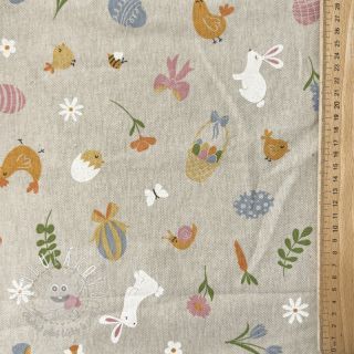 Dekoračná látka Linenlook premium Easter Doodle Icon