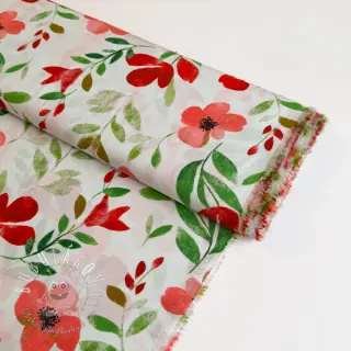Viskóza RADIANCE Flowers Conie red digital print
