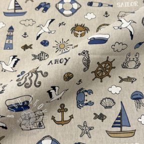 Dekoračná látka Linenlook premium Nautical Doodle