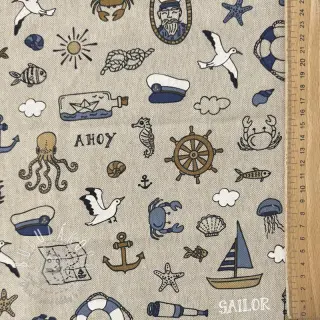 Dekoračná látka Linenlook premium Nautical Doodle
