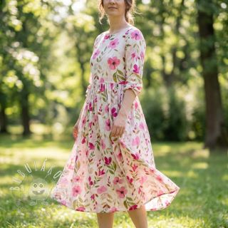 Viskóza RADIANCE Flowers Conie pink digital print