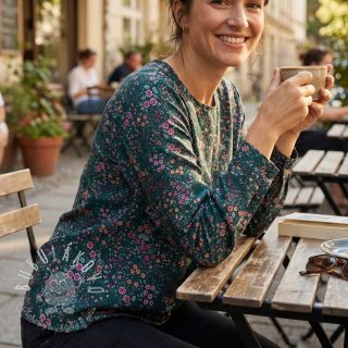 Viskóza ECOVERO Flowers Galia green