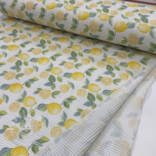 Bavlna s vaflovou väzbou Lemons digital print