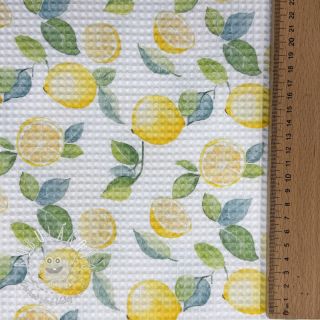 Bavlna s vaflovou väzbou Lemons digital print