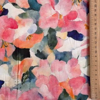 Viskóza SATIN Flowers Tora digital print