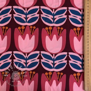 Viskóza ECOVERO Flowers Celia burgundy