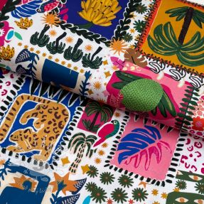 Bavlnená látka SATIN Summer patchwork digital print