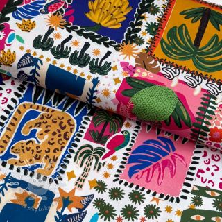 Bavlnená látka SATIN Summer patchwork digital print