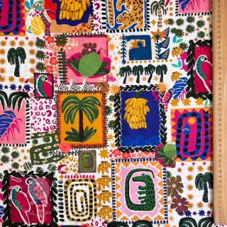 Bavlnená látka SATIN Summer patchwork digital print