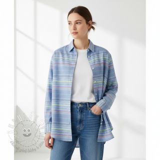 Bavlnená látka YARN DYED NEON Stripe summer