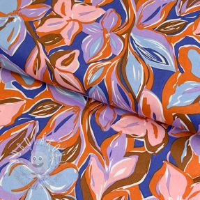 Bavlnená látka VISCOSE Flowers dark petrol