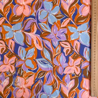 Bavlnená látka VISCOSE Flowers dark petrol